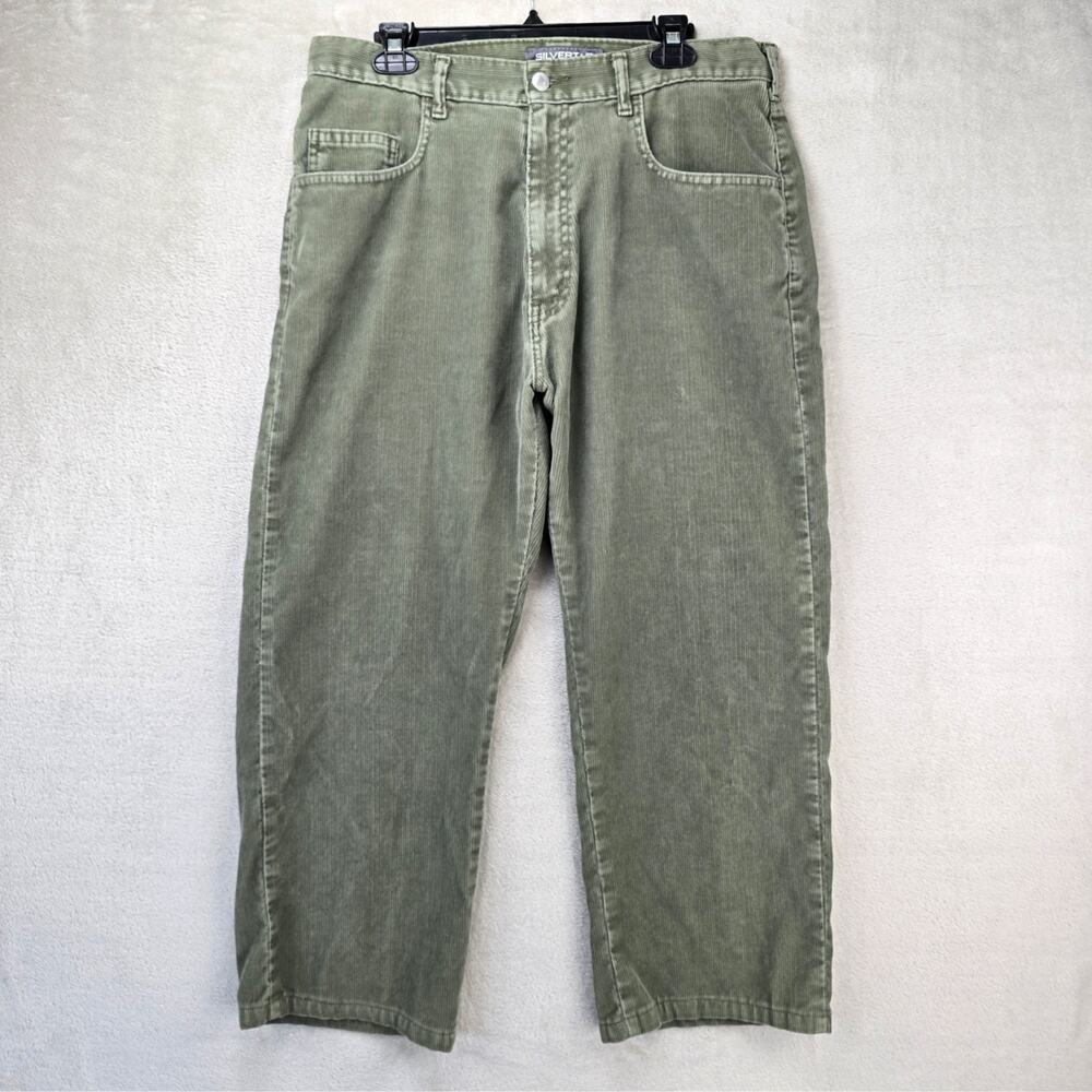 Vintage Levis Silver Tab Corduroy Pants Mens 34x26 Green Baggy Loose Fit Y2K
